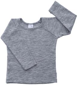 Sweet Cheeks Merino Kids Merino Long Sleeve Top - Grey Marle - 5-6 Years