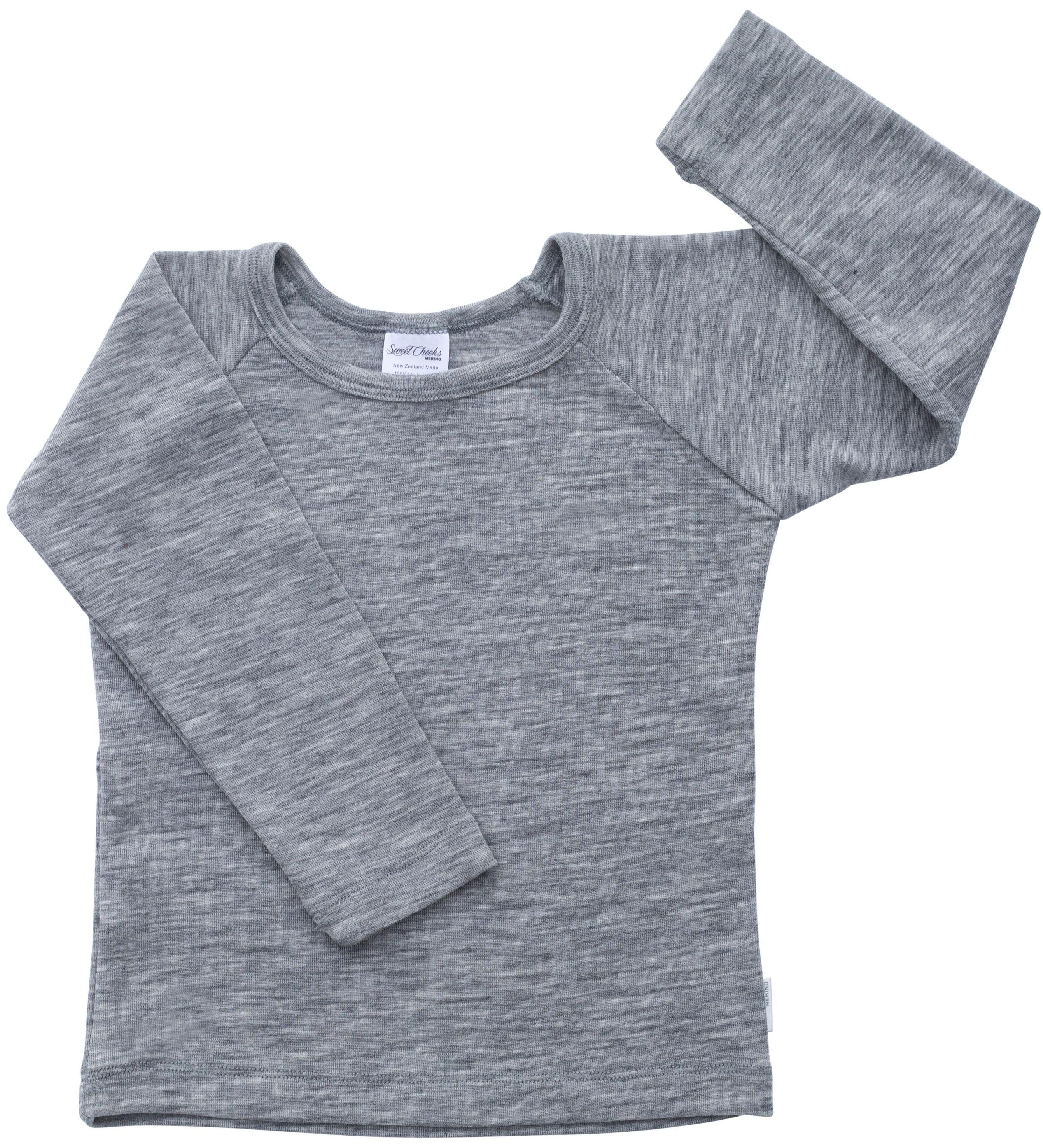 Sweet Cheeks Merino Kids Merino Long Sleeve Top - Grey Marle - 5-6 Years