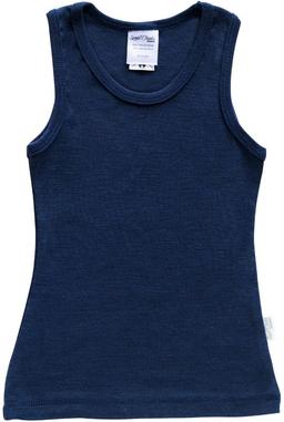 Sweet Cheeks Merino Kids Merino Round Neck Singlet - Indigo - 7-8 Years
