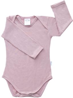 Sweet Cheeks Merino Long Sleeve Merino Bodysuit - Blush - 3-6 Months