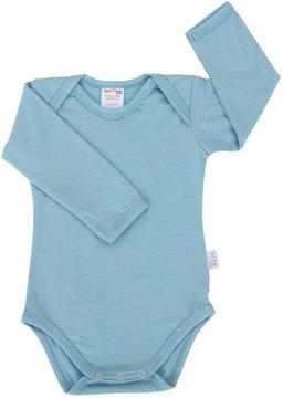 Sweet Cheeks Merino Long Sleeve Merino Bodysuit - Sky Blue - 6-12 Months