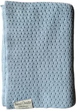 Sweet Cheeks Merino Merino Knit Blanket - Blue - One Size