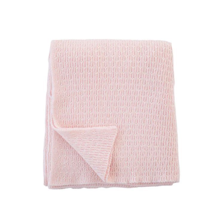 Sweet Cheeks Merino Merino Knit Blanket - Light Pink - One Size