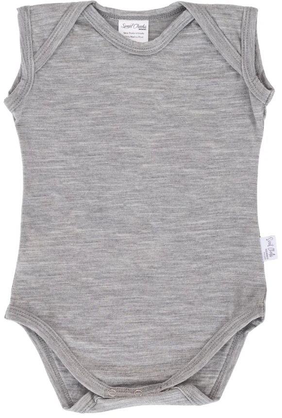 Sweet Cheeks Merino Singlet Merino Bodysuit - Grey Marle - 0-3 Months