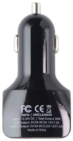 TekYa 38W Dual Port Car Charger Head with USB-C PD