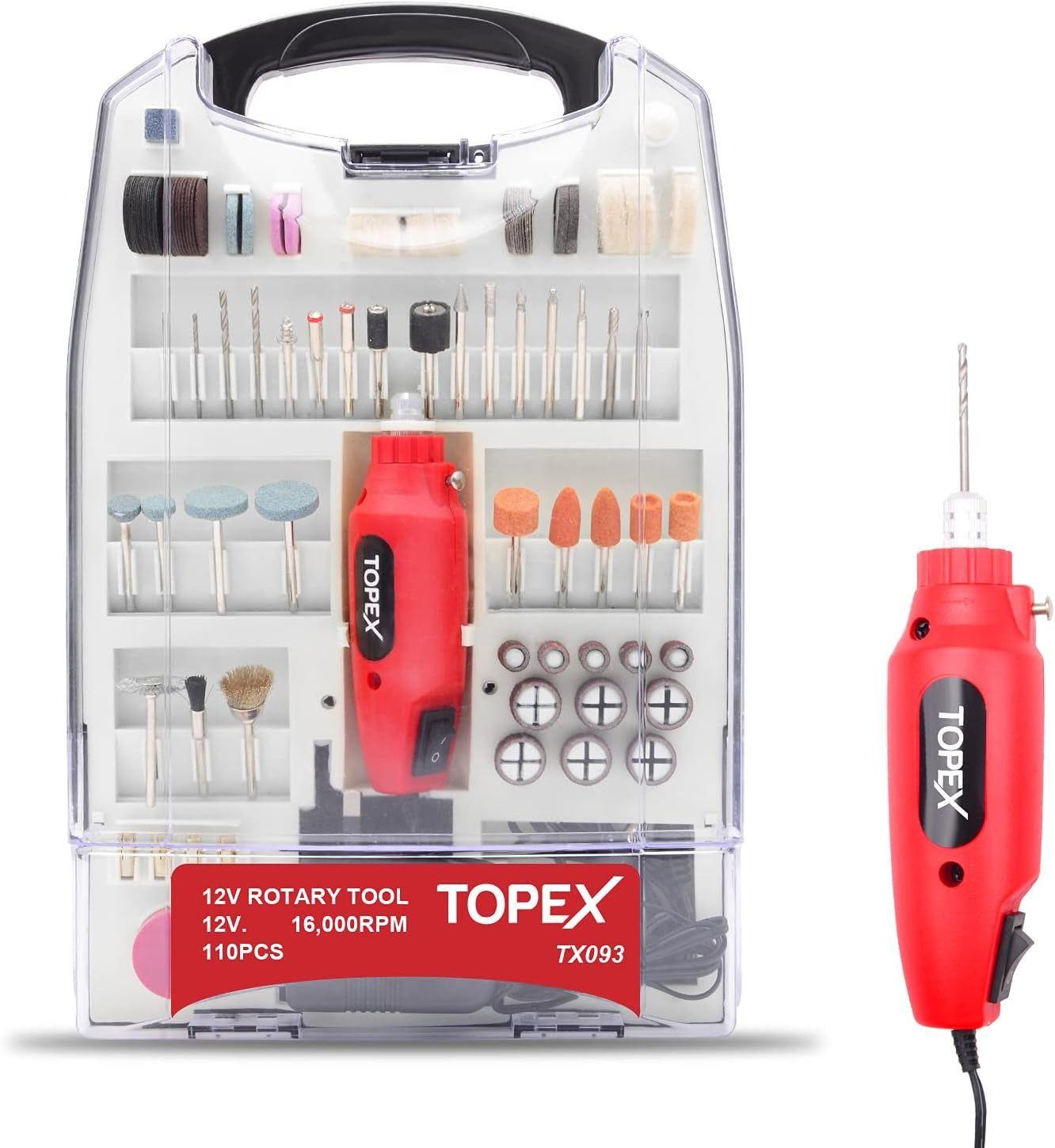 Topex  110PCS 12V Mini Corded Rotary Tool - Red - Brand New