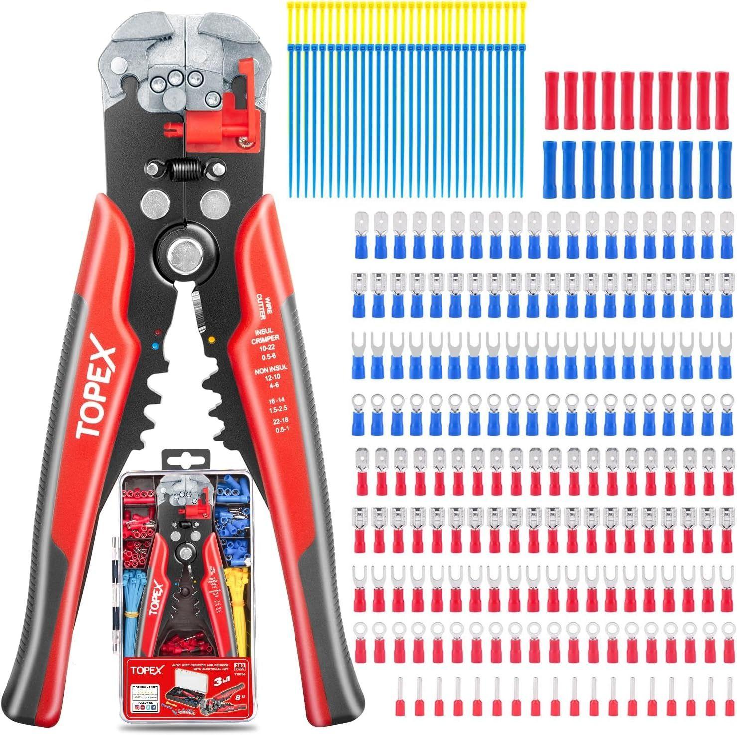 Topex  260-Piece Wire Stripper Self-Adjustable Crimper Plier Set - Red - Brand New