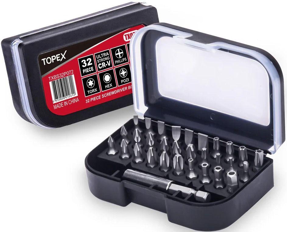 Topex  32-Piece CR-V Security Screwdriver Bit Set with Belt Clip Magnetic Driver Kit - Default - Brand New