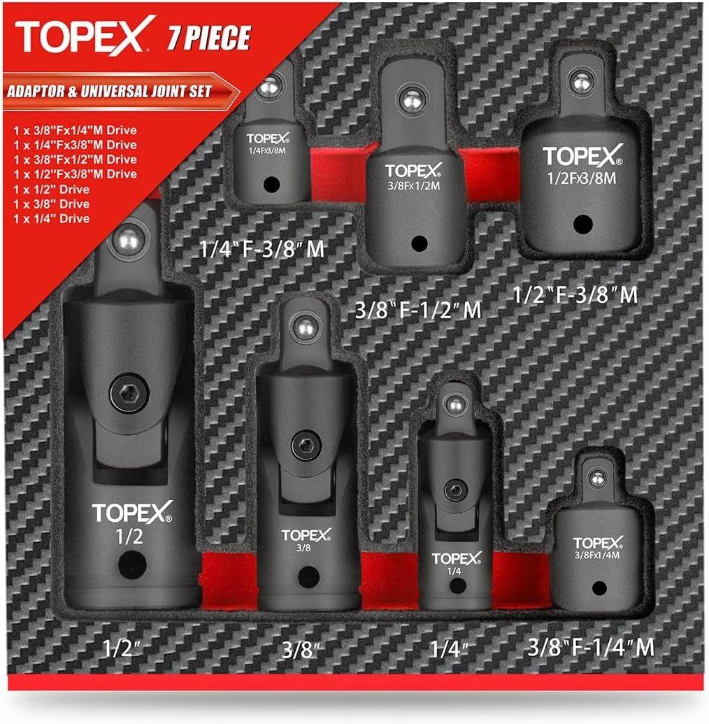 Topex  7-piece Socket Adaptor Set - Black - Brand New