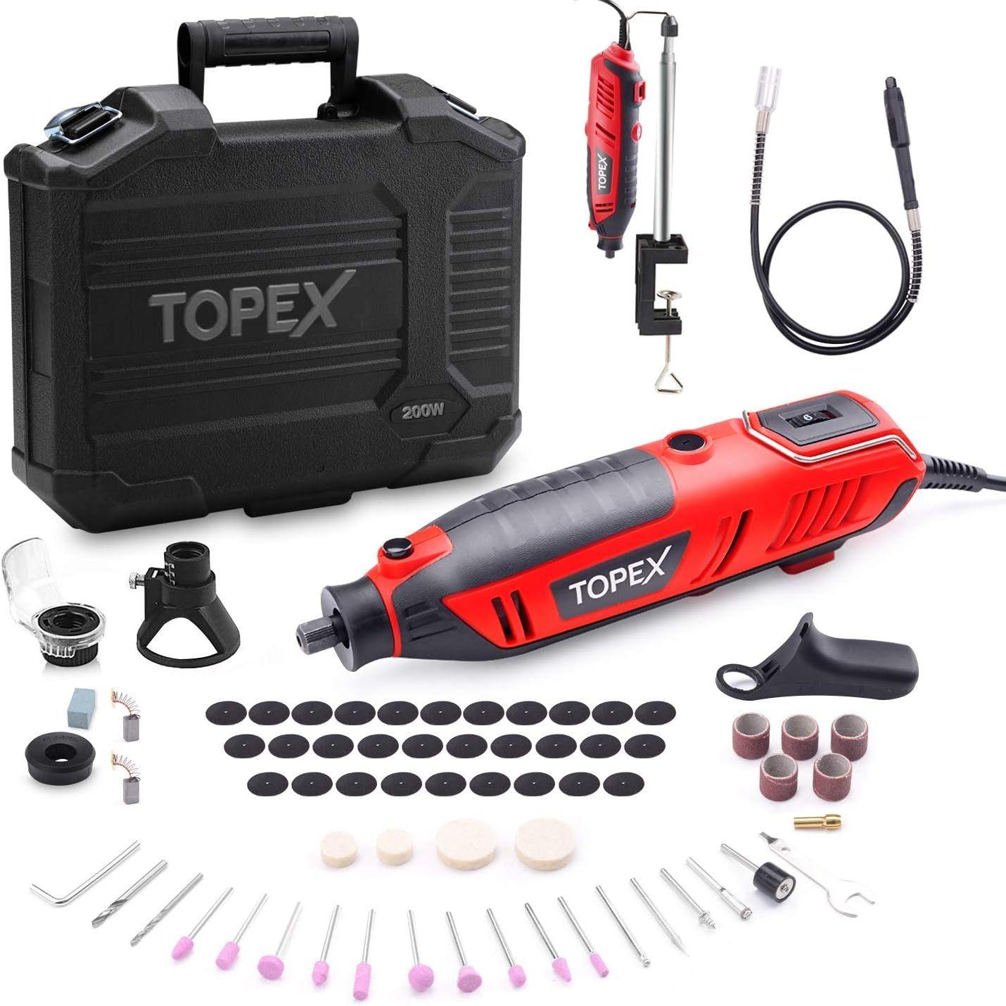 Topex  Heavy Duty 200W Rotary Tool Set - Red - Brand New