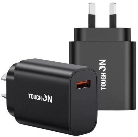 Tough On  18W USB A Fast Charge Wall Charger - Black - Brand New