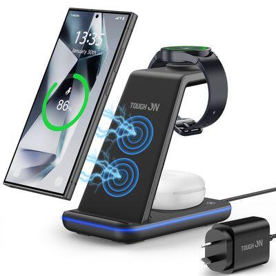 Tough On  3-in-1 20W USB Type C Wireless Charger - Black - Brand New