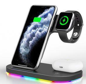 Tough On  3-in-1 Wireless Charger Stand Dock for Apple - Black - Brand New