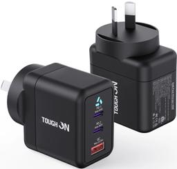 Tough on 45W 3 Port PD & QC 3.0 Fast Wall Charger - Black