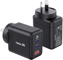 Tough On 65W 3 Port PD & QC 3.0 Fast Wall Charger - Black