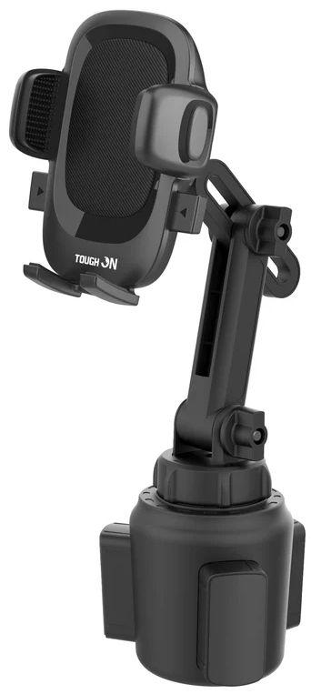 Tough On  Adjustable Cup Phone Holder Car Mount - Black - Brand New