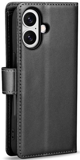 Tough On Flip Wallet Leather Phone Case for iPhone 16 - Black
