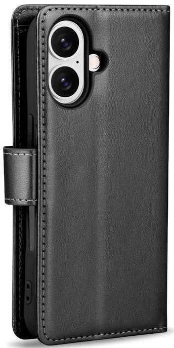 Tough On Flip Wallet Leather Phone Case for iPhone 16 - Black