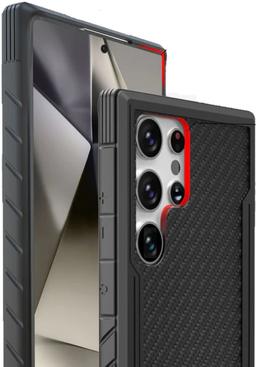 Tough On Phone Case Iron Shield for Galaxy S24 Ultra - Carbon Fiber