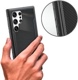 Tough On Phone Case Iron Shield for Galaxy S24 Ultra - Carbon Fiber