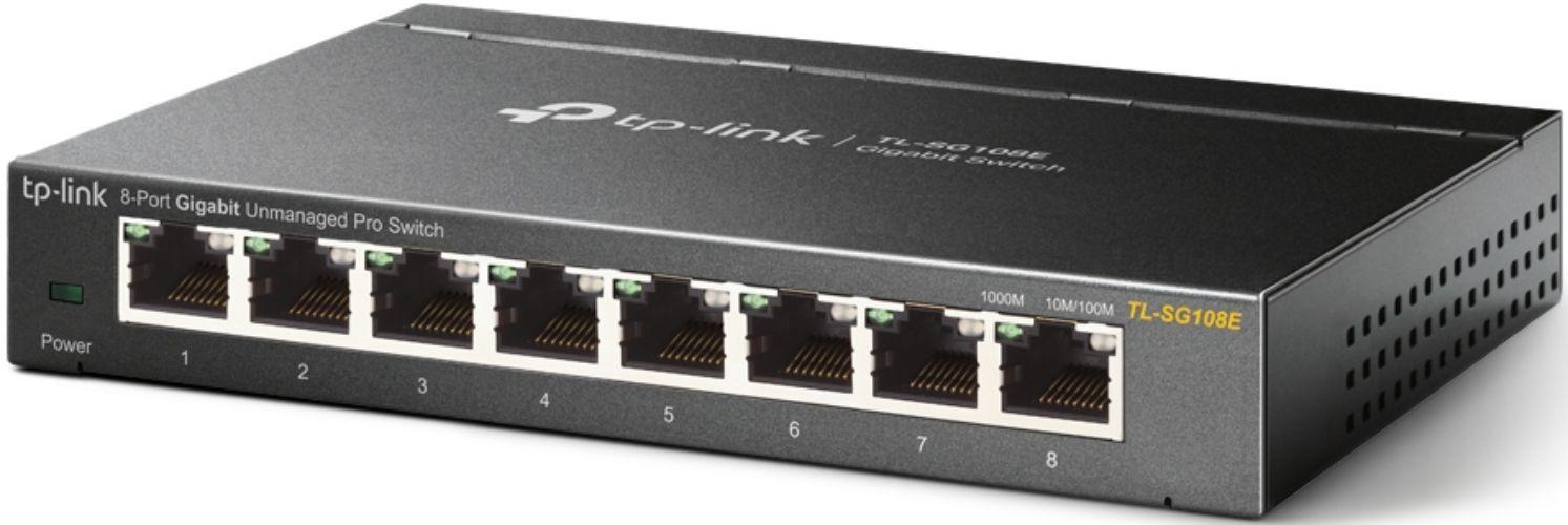 TP-Link (TL-SG108E) 8-Port Gigabit Unmanaged Pro Switch - Black