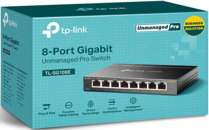 TP-Link (TL-SG108E) 8-Port Gigabit Unmanaged Pro Switch - Black