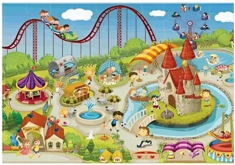 Tristar  Large Puzzle - Amusement Park Theme (60pcs) - Blue - Brand New