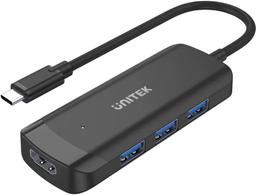 Unitek H1110B uHUB Q4+ 4-in-1 Powered USB-C Hub with HDMI - Black