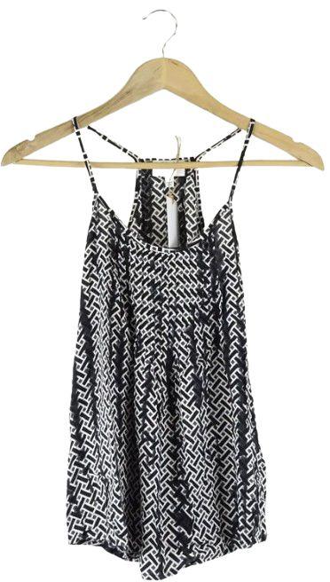 Witchery  Geometric Top Singlet 4 - Blue - Excellent