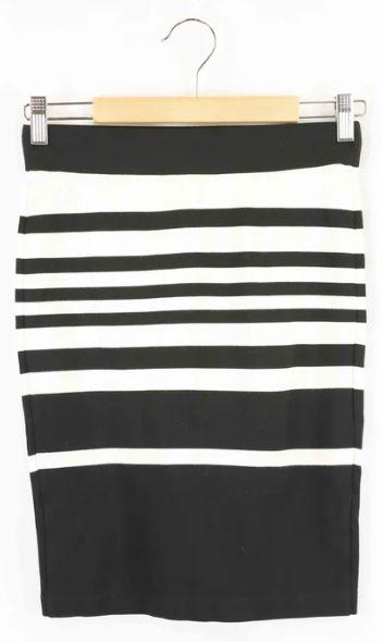 Witchery  Striped Pencil Skirt 8 - Black/White - Excellent