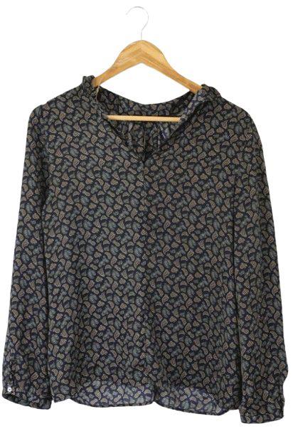 Zara  Paisley Long Sleeve Top M - Blue - Excellent