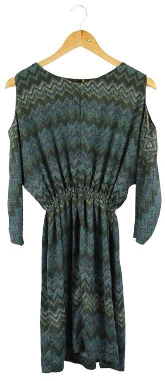 Zara  Print Cold Shoulder Dress L - Multi Color - Excellent
