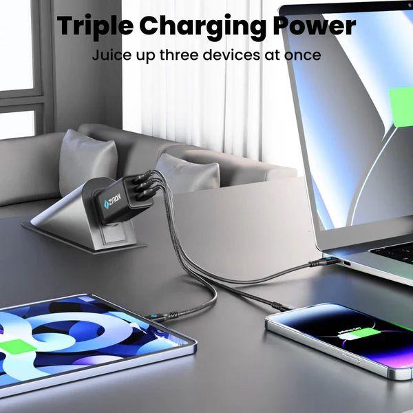 Zyron Powastone 65W GaN 3 Charger - Black