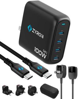 Zyron Powerpod 100W GaN 3 Travel Charger - Black