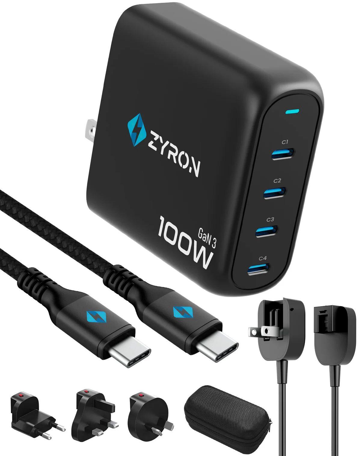 Zyron Powerpod 100W GaN 3 Travel Charger - Black