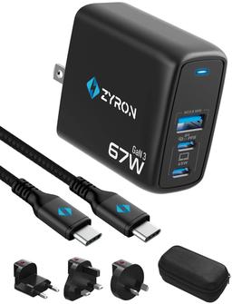 Zyron Powerpod 67W USB-C GaN Travel Charger - Black
