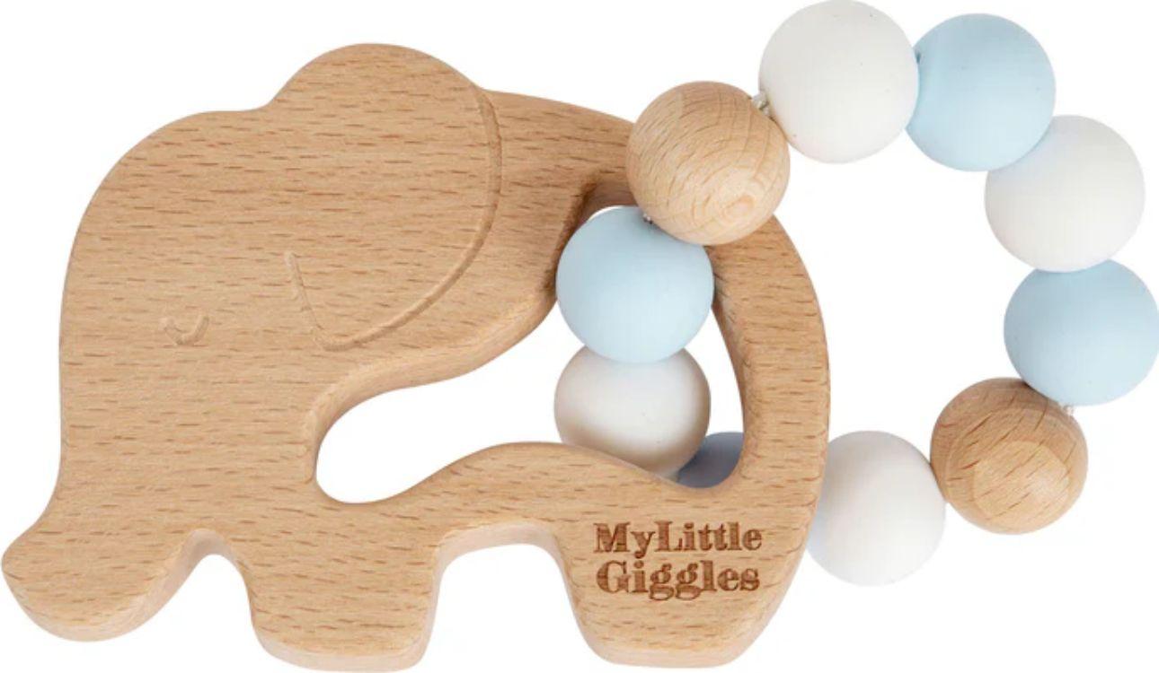 My Little Giggles  Elwood Elephant Ring Teether - Baby Blue - Over Stock