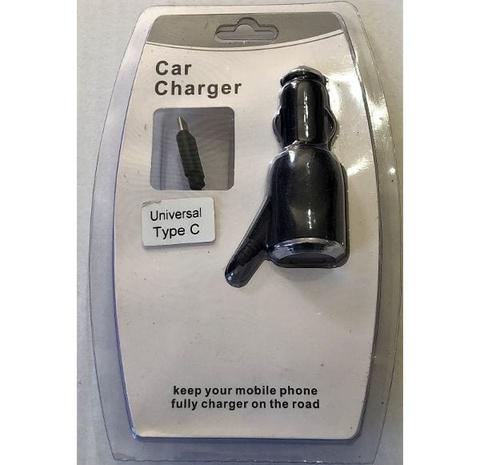 Universal Type-C Car Charger with Cable - Black - Brand New