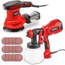 Topex  Tool Combo Handhold Electric Paint Sprayer Gun & Random Orbital Sander Polisher in Black/Red in Brand New condition