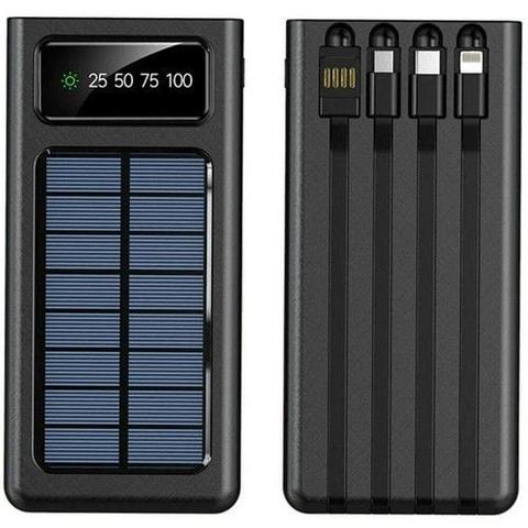 Essentially Mobile  Portable 4 Port USB Solar Power Bank 10000mAh - Black - Brand New