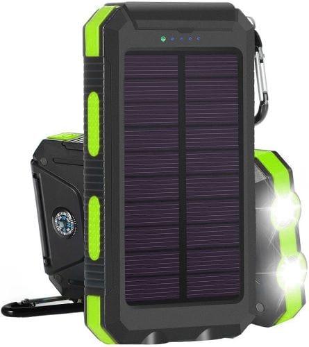 TODO  8000Mah Solar Power Bank Mobile Phone Usb Iphone Charger Led Torch - Black/Green - Brand New