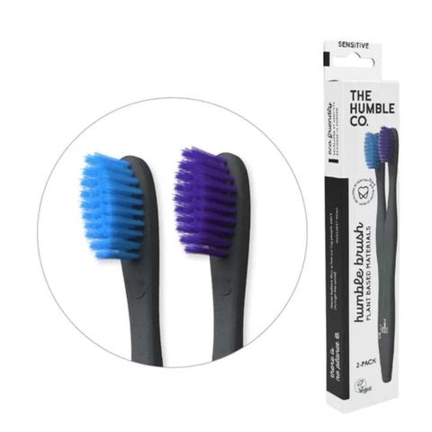 The Humble Co.  Cornstarch Adult Toothbrush Sensitive (2 Pack) - Black - Brand New