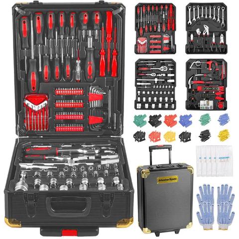 MasterSpec  Professional Tool Set Aluminum Case Tool Kits w/ Rolling Tool Box (1180Pcs) - Black - Brand New