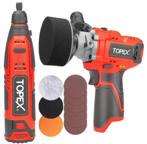 Topex  12V Cordless Power Tool Kit Polisher Rotary Tool - Black/Red - Brand New