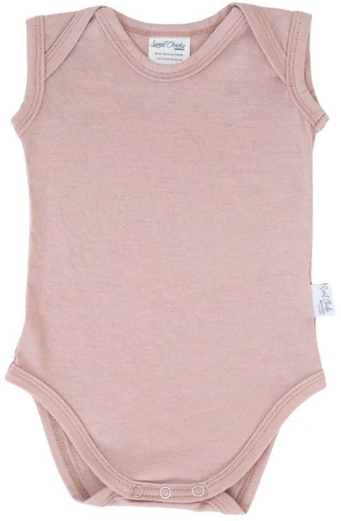 Sweet Cheeks Merino  Singlet Merino Bodysuit - Blush - Over Stock - 3-6 Months