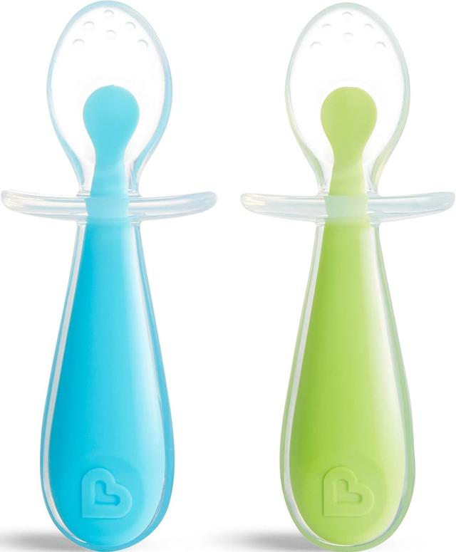 Munchkin  Gentle Scoop Silicone Training Spoons (2packs) in Blue/Green in Premium condition