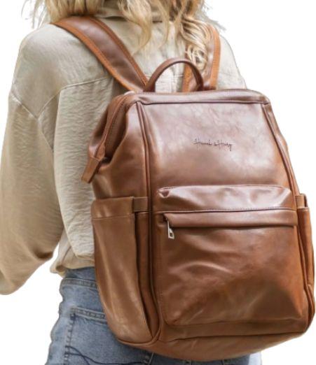 Hannah & Henry  Vintage Backpack Nappy Bag - Brown - Over Stock