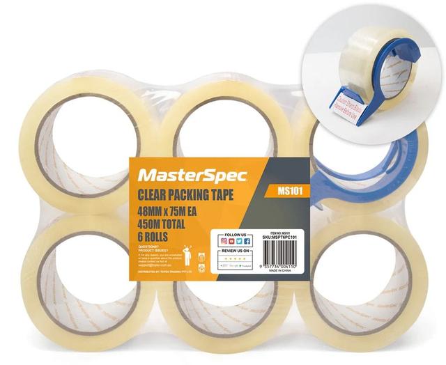 MasterSpec  Clear Packing Tape 6 Rolls (450m) in Clear in Brand New condition