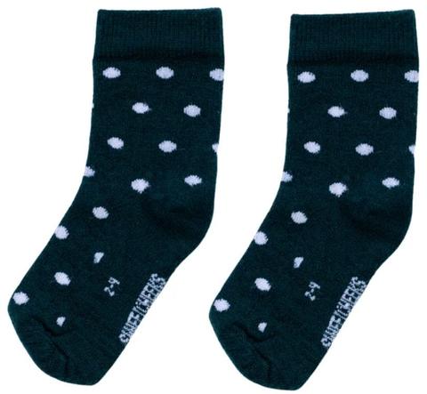 Sweet Cheeks Merino  Baby Merino Crew Socks - Forest Green Dots - Over Stock - 0-6 Months