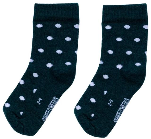 Sweet Cheeks Merino  Baby Merino Crew Socks in Forest Green Dots in Premium condition